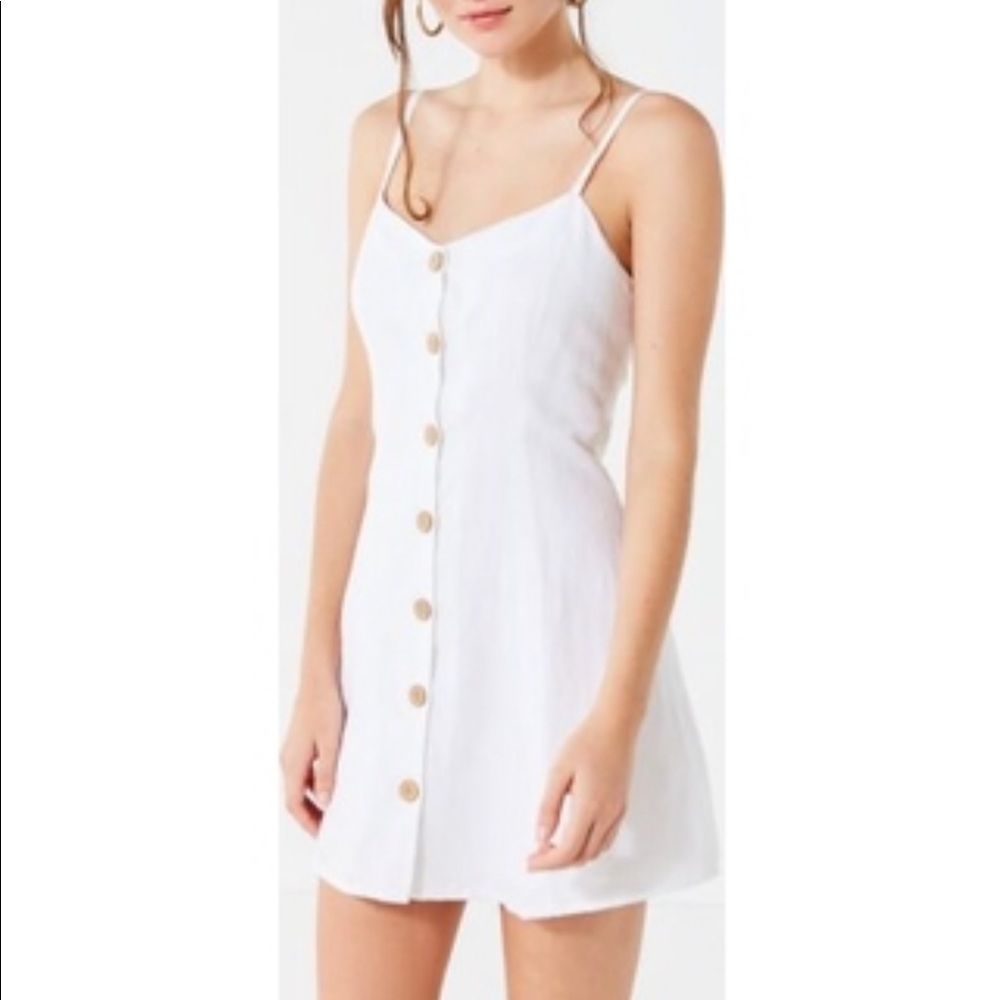 NEVER WORN button down strappy back linen dress